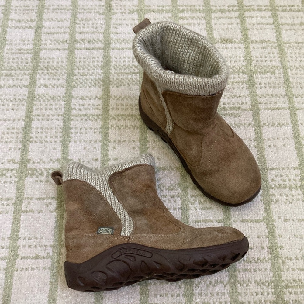 Merrell Brown Leather Boots with Knit Lining